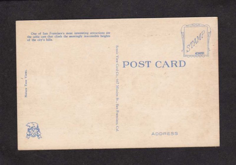 CA Cable Trolley Car San Francisco California Postcard