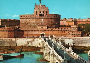 Postcard Roma Ponte e Castel S. Angelo Bridge & St. Angelo Castle Rome Italy