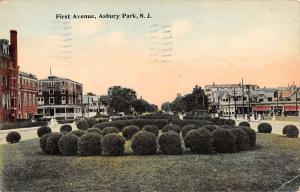 Asbury Park New Jersey First Avenue Street Scene Antique Postcard K79002