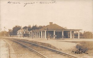 J52/ Port Jefferson Long Island New York RPPC Postcard c1910 Railroad Depot 116