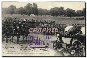 Old Postcard War of 1914 His majesty King George V reviews the English troops...