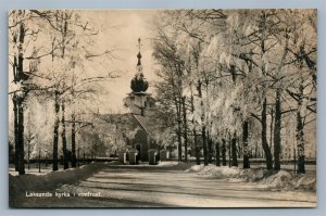 SWEDEN LEKSANDS KYRKA I RIMFROST ANTIQUE POSTCARD