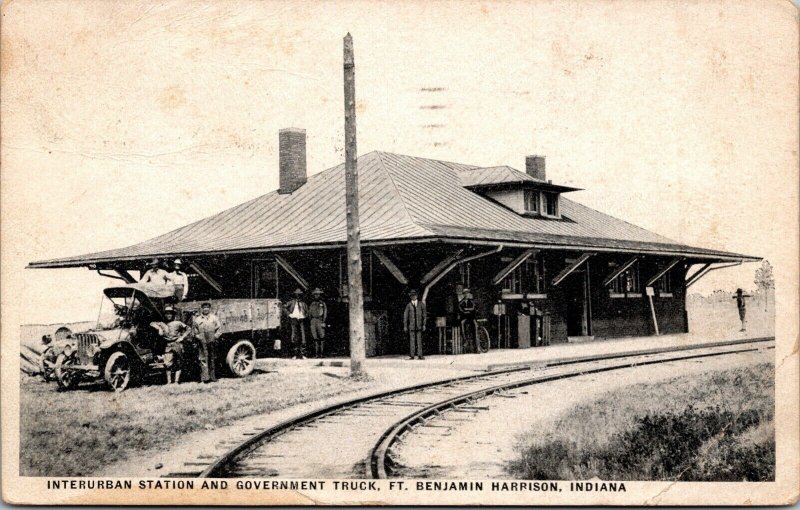 PC Interurban Railroad Station and Truck Ft Benjamin Harrison Indiana~133187