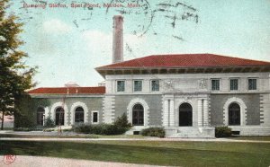 Vintage Postcard 1911 Pumping Station Building Spot Pond Malden Massachusetts MA