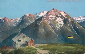 Mountaineering Austria Ansbacherhutte hut refuge cottage vintage postcard