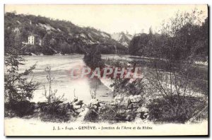 Postcard Old Geneva Junction the & # 39Arve And Du Rhone