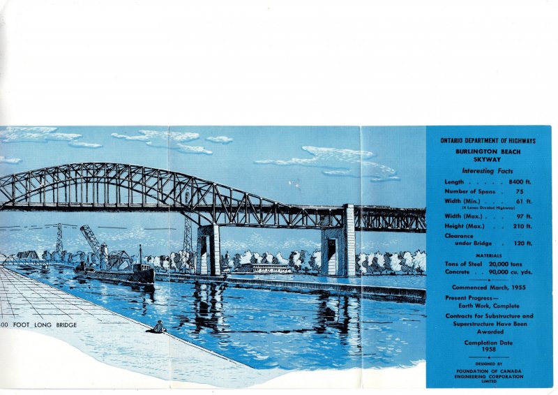 Complition of Burlington Beach Skyway 1958, Ontario Highways, Hamilton, Map