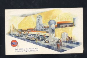 1934 CHICAGO WORLD'S FAIR GULF OIL GAS STATION ADVERTISING VINTAGE POSTCARD