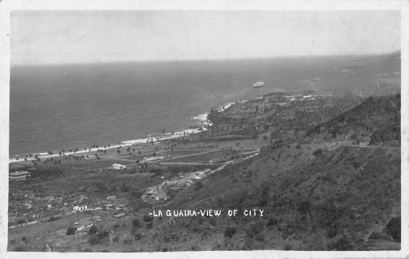 La Guaira Venezuela Birds Eye View Towards Ocean Real Photo Postcard JF685189