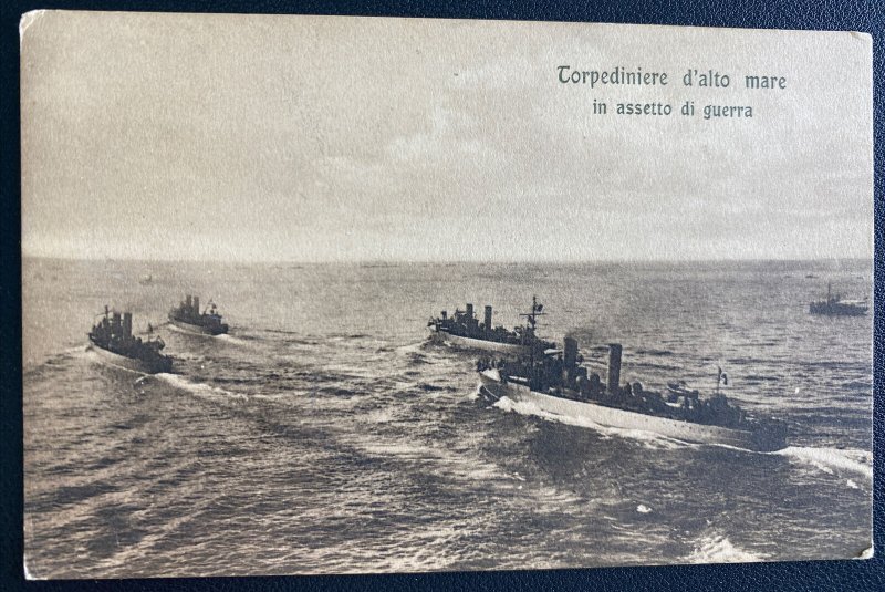 Mint Italy Real Picture Postcard Brindisi 1918 Torpedo Boats In High Seas