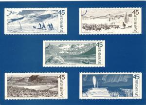 Stamps of Sweden Pictured on a Postcard - Issued June 5, 1970