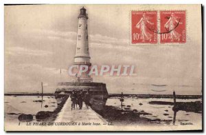 Old Postcard Cordouan lighthouse at low tide