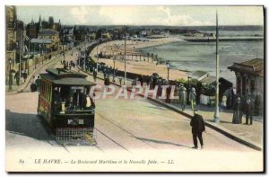 Old Postcard Tram Train Havre Maritime Boulevard and the new pier