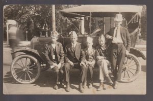 Wisconsin RPPC 1918 WW1 VICTORY DAY Armistice Celebration Car VICTORY CAPS WI