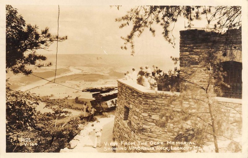 RPPC Ochs Memorial Umbrella Rock Lookout Mt Chattanooga TN 1946 Vintage Postcard