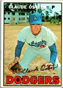 1967 Topps Baseball Card Claude Osteen Los Angeles Dodgers sk2147