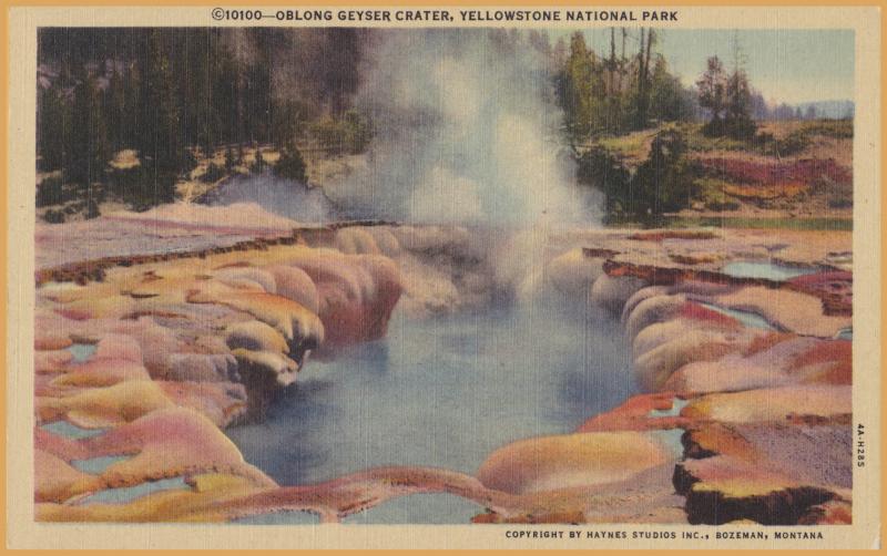 Yellowstone National Park, WYO., Oblong Geyser Crater - Haynes Studio - 