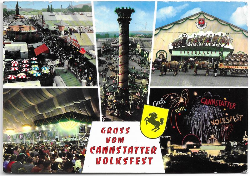 Stuttgart Germany. Cannstatter Volksfest.   Used with stamp