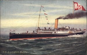 Ship Steamship SS London Belle BS Pennant Emblem c1910 Postcard