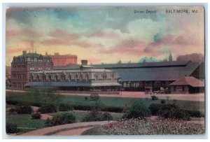 c1910 Overlooking Union Depot Building Baltimore Maryland MD Vintage Postcard