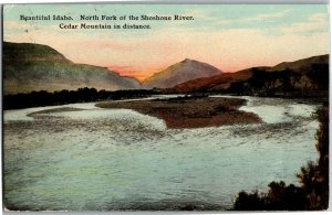 North Fork of the Shoshone River, Cedar Mountain ID Vintage Postcard B78