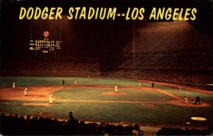 Los Angeles California CA Dodgers Baseball Stadium Night Game Vintage Postcard