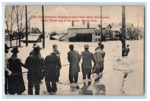 1913 Life Line Rescuers Helping in Dayton Ohio OH Flood Unposted Postcard