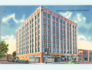 Unused Linen OLD CARS & FIRST AVENUE SHOPS & BUILDING Moline IL u8667@