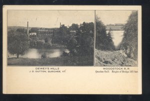 QUECHEE VERMONT VT. DEWEY'S MILLS WOODSTOCK NH BRIDGE VINTAGE POSTCARD 1905