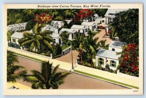 Key West Florida FL Postcard Birdseye View Cactus Terrace c1940 Vintage Antique