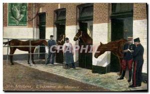 Old Postcard Horse Riding Equestrian Artillery L & # 39infirmerie horses mili...