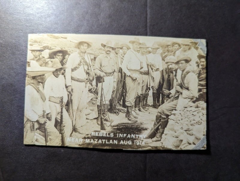 Mint Mexico PPC Postcard Mexican Revolution Rebels Infantry Mazatlan August 1914