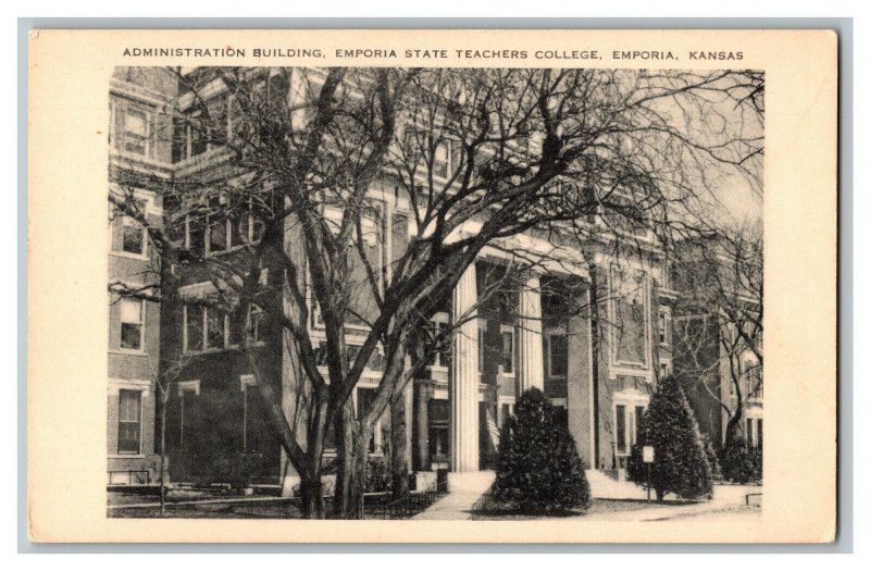 Postcard Admin. Bldg. Emporia State Teachers College KS Vtg. Standard View Card 