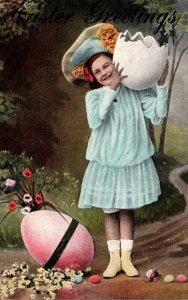 Easter With Young Girl and Large Egg