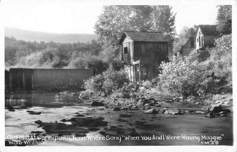 Springtown Tennessee Old Mill Waterfront Real Photo Antique Postcard K107258