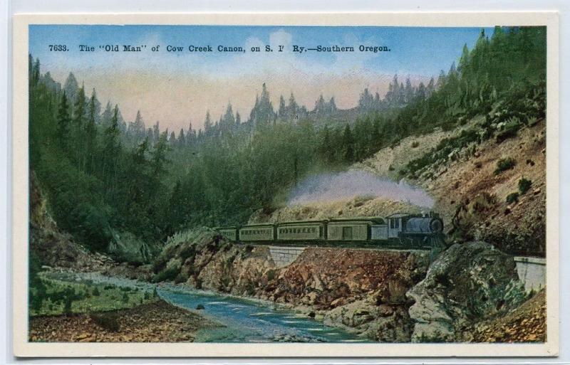 Southern Pacific Railroad Cow Canon Southern Oregon 1915 postcard