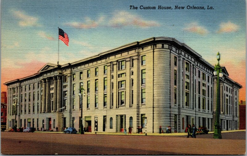 Vtg 1940s The Customs House New Orleans Louisiana LA Linen Postcard