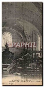 Old Postcard Battle of the Marne Interior of The Church of Mailly Little Army
