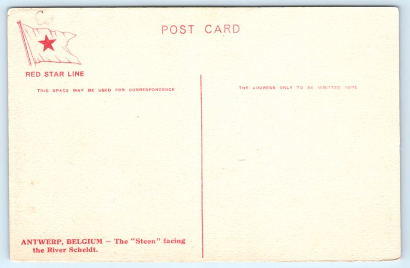 Red Star Steamship Line Antwerp Belguim Postcard