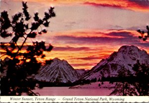 Wyoming Grand Teton National Park Winter Sunset On The Teton Range