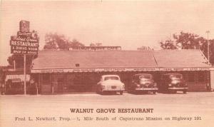 Autos 1940s Walnut Grove Restaurant San Juan Capistrano Postcard Roadside 13505