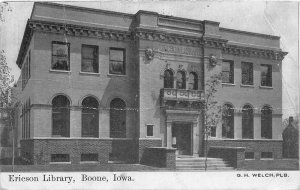 J69/ Boone Iowa Postcard c1910 Ericson Library Building 126