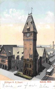 Michigan Railroad Depot Detroit MI 1907 postcard