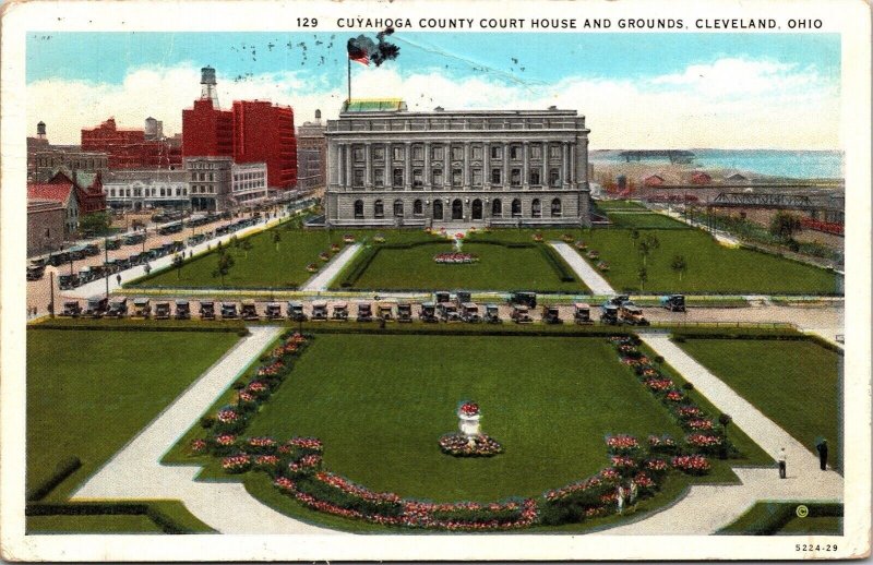 Cuyahoga County Court House Grounds Cleveland Ohio OH WB Postcard UNP Cancel WOB 