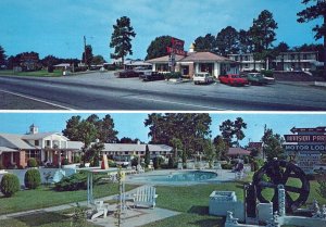 VINTAGE POSTCARD CONTINENTAL SIZE DUAL VIEW MANSION PARK MOTOR LODGE SANTEE SC