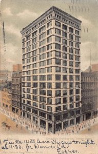 CHICAGO IL~CHAMPLAIN BUILDING & BOSTON STORE~1906 TINTED PHOTO POSTCARD