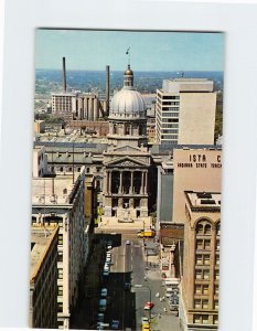 Postcard Looking West Down Market Street Indianapolis Indiana USA