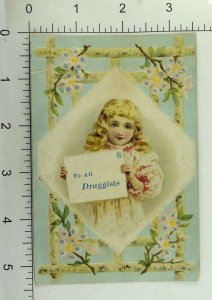 1870's-80's Embossed Shuler's German Cough Remedy Child Long Hair Blossoms P104