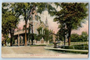 Geneva New York NY Postcard North Presbyterian Church Exterior Roadside c1910's