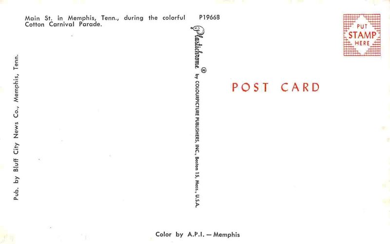 Cotton Carnival Parade Marching Main Street Memphis Tennessee postcard